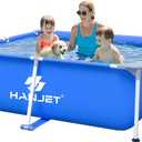Above Rectangle Pool, 2025 Upgraded Frame Deep Swimming Pools Above Ground, Rectangle Family Pool, Large Above Pool Easy Set, 6ft x 5ft x 24in Outdoor Pool, Backyard Pool for Kids, Adults,Dog