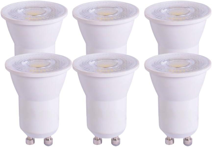 6-Packs mr11 mini gu10 120V Non-dimmable 3w COB led Spotlight 3000k Warm White 240LM 25w 30W 35W Halogen Bulb for Small mr11 Fixture (Warm White 3000K)