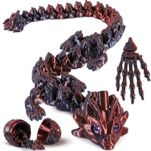 Easter Egg Fillers 3D Printed Dragon Egg with 30cm Pumpkin Dragon Inside, Easter Basket Stuffers, Christmas or Birthday Surprise Gift, 3D Printed Animals Black Red