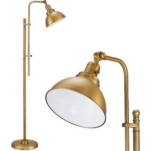 VONLUCE Floor Lamp for Living Room, 65" Industrial Brass Floor Lamp Adjustable Height & Head Vintage Metal Standing Reading Pole Lamp for Bedroom, Office, Farmhouse