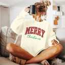 LUKYCILD Christmas Vibes Sweatshirt Women Merry Christmas Shirt Xmas Long Sleeve Shirt Winter Holiday Sweatshirts (L)
