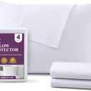 CirclesHome Pillow Protectors 4 Pack Queen Zippered - 100% Cotton Breathable Pillowcases - Protects Pillows from Dirt, Dust and Debris (Queen- Set of 4 - 20x30) (White)