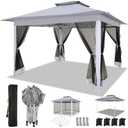 COBIZI 12x12 Pop up Gazebo on Clearance with Mosquito Netting, carpas para Patio Deals, Outdoor Canopy Tent with Portable Carrying Bag, Patio Gazebo for Garden Backyard & Lawn & Beach, Grey