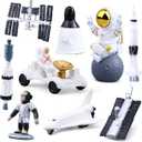Astronaut Figures Set, Cute Mini Space Theme with Spaceman, Spaceship, Car, Rockets, Satellites for Desktop Kids Birthday Cake Decorations Party Favors