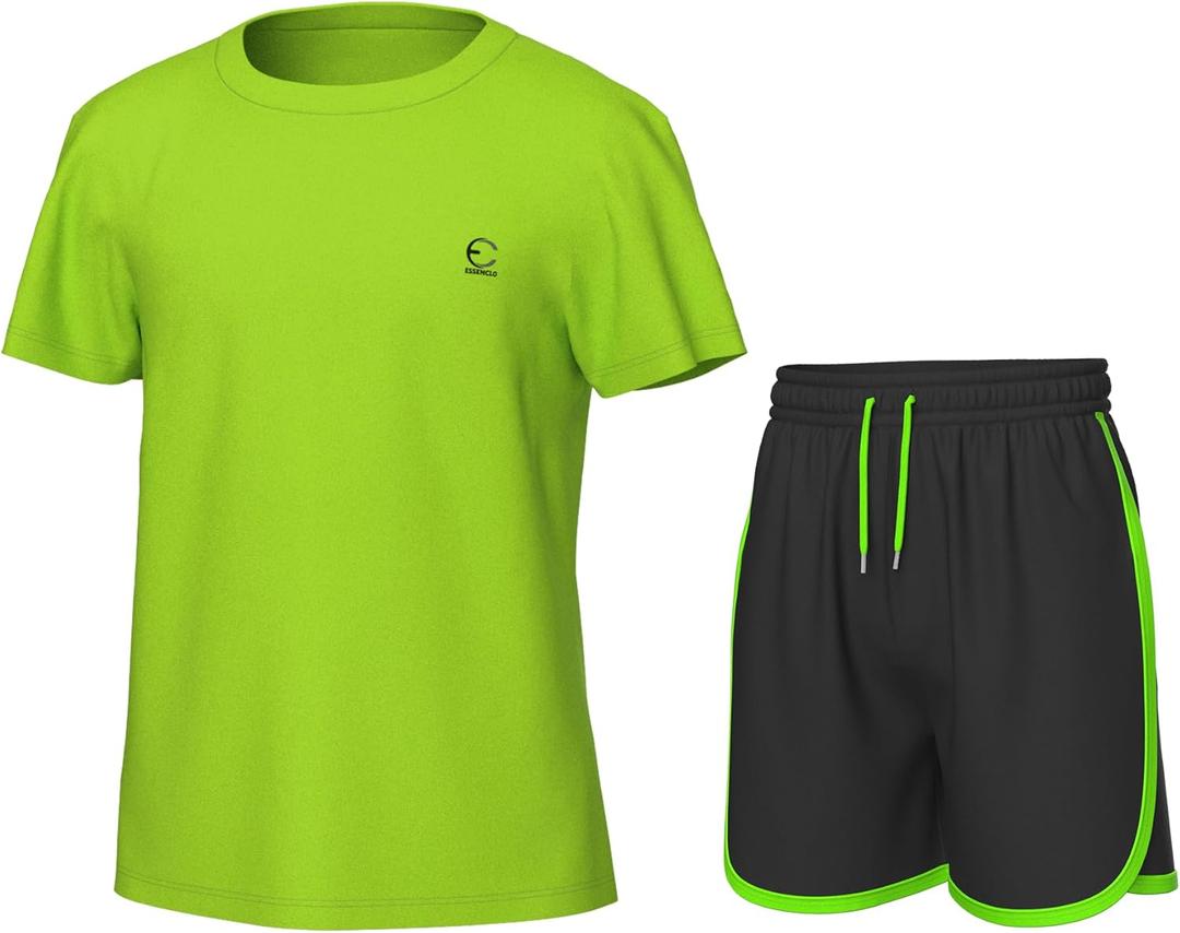 Girls' Clothing Sets, Athletic T-Shirt and Short Outfits Performance Activewear Cute Summer Girls Fashion Size 5-14 (Green)