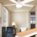 Ceiling Fans with Lights and Remote, 42 Inch Low Profile Ceiling Fan, Flush Mount LED Fan Light with Backlit Night Light Design, 3000K-6000K Dimmable Modern Fandelier Ceiling Fans for Bedroom, White