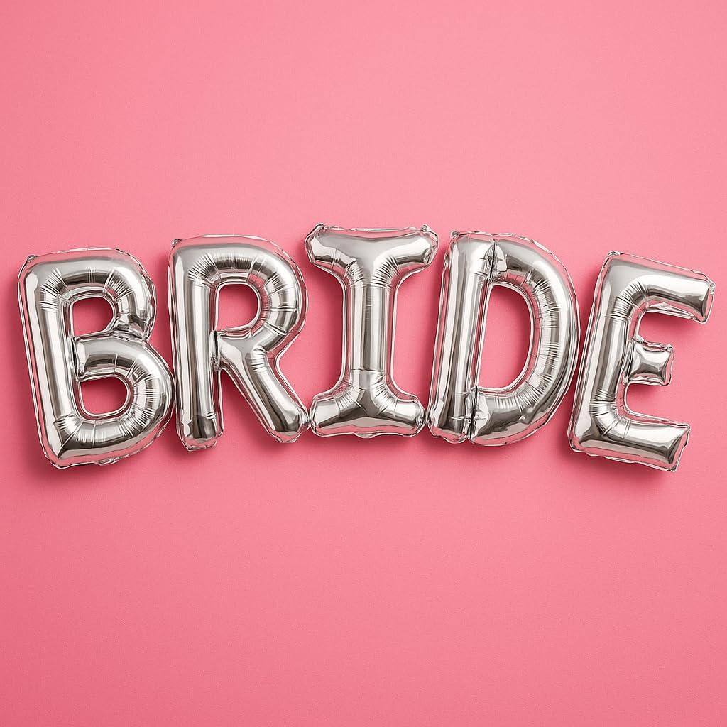KatchOn, Giant Silver Bride Balloons - 40 Inch | Bachelorette Party Decorations | Silver Bride Balloons Bachelorette for Bridal Shower Decorations | Bridal Shower balloons