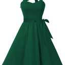Topdress Women'sVintage Polka Audrey Dress 1950s Halter Retro Cocktail Dress (Small, Emerald Green)