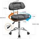 JOSTZHXIN Rolling Stool Backrest, Thick Seat Padding, Heavy Duty Home Office Rolling Chair, Adjustable Height Swivel Stool Chair for Nail Salon Spa Massage Tattoo Work,Dark Grey