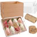 MADLYN RHUE 30 Pack Charcuterie Boxes with Clear Lids, 7 x5 Inches Dessert Boxes, To Go Boxes Disposable Food Containers for Cake, Cookie, Sandwiches, Strawberries (Brown)