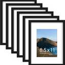 PEALSN 8.5 x 11 Picture Frame Set of 6, Display Pictures 6x8 with Mat or 8.5 x 11 Without Mat for Wall Mounting Display, Photo Frames Collage for Wall Decor, Black.