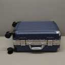 Carry On Luggage with Spinner Wheels, 8010S Aluminum Frame Zipperless Polycarbonate Hard Shell Suitcase (ZX-Core, Blue, 20 Inch)