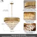 AXILIXI Modern Crystal Chandelier Gold, 24" Round Chandeliers for Dining Room K9 5 Tiers Ceiling Pendant Light Fixtures Golden Large Raindrop Flush Mount Chandelier for Foyer Living Room Staircase