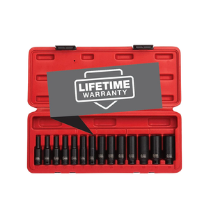SUNEX TOOLS 1831, 1/4 Inch Drive Deep Magnetic Impact Socket Set, 14-Piece, Metric, 4mm - 15mm, Cr-Mo Alloy Steel, Heavy Duty Storage Case, Meets ANSI