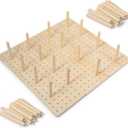 3Pcs Wood Pegboard Drawer Organizer with 32 Pegs Wooden Peg Board System for Kitchen Dishes Plate 17 x 5.91 in Natural Wood Color