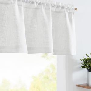jinchan Sheer Valance Curtain Linen Textured Valance for Kitchen Living Room Bedroom Voile Window Light Filtering Farmhouse Country Rod Pocket 1 Panel 16 Inch Length White