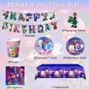 88PCS For Latest Mario Party Supplies: 6 Hanging Swirls, 20 Napkins, 20 Cups, 20 Plates 9 inch 20 Plates 7 inch, 1 Banner, 1 Tablecloth for Mario Birthday Party Decorations