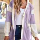SHEWIN Jackets For Women Casual Long Sleeve Button Down Hoodies Shackets Womens Fall Fashion 2025 (Purple, M)