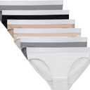 Hanes girls Originals Underwear, Stretch Cotton Boyshorts, Hipster, Bikini Panties, 6-pack (Black, Nude, Grey, White)