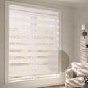 HESTIA Cordless Zebra Blinds for Windows, Home Office, White, 24" W x 64" H