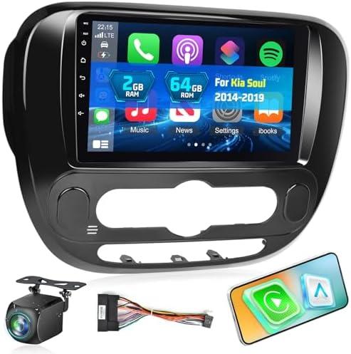 NHOPEEW Car Stereo for Kia Soul 2014-2019, [2+64G] 9 inch HD Touchscreen Android Radio - Wireless Carplay and Android Auto, DSP, WiFi, GPS, Mirror Link, FM/RDS Radio, SWC + AHD Backup Camera