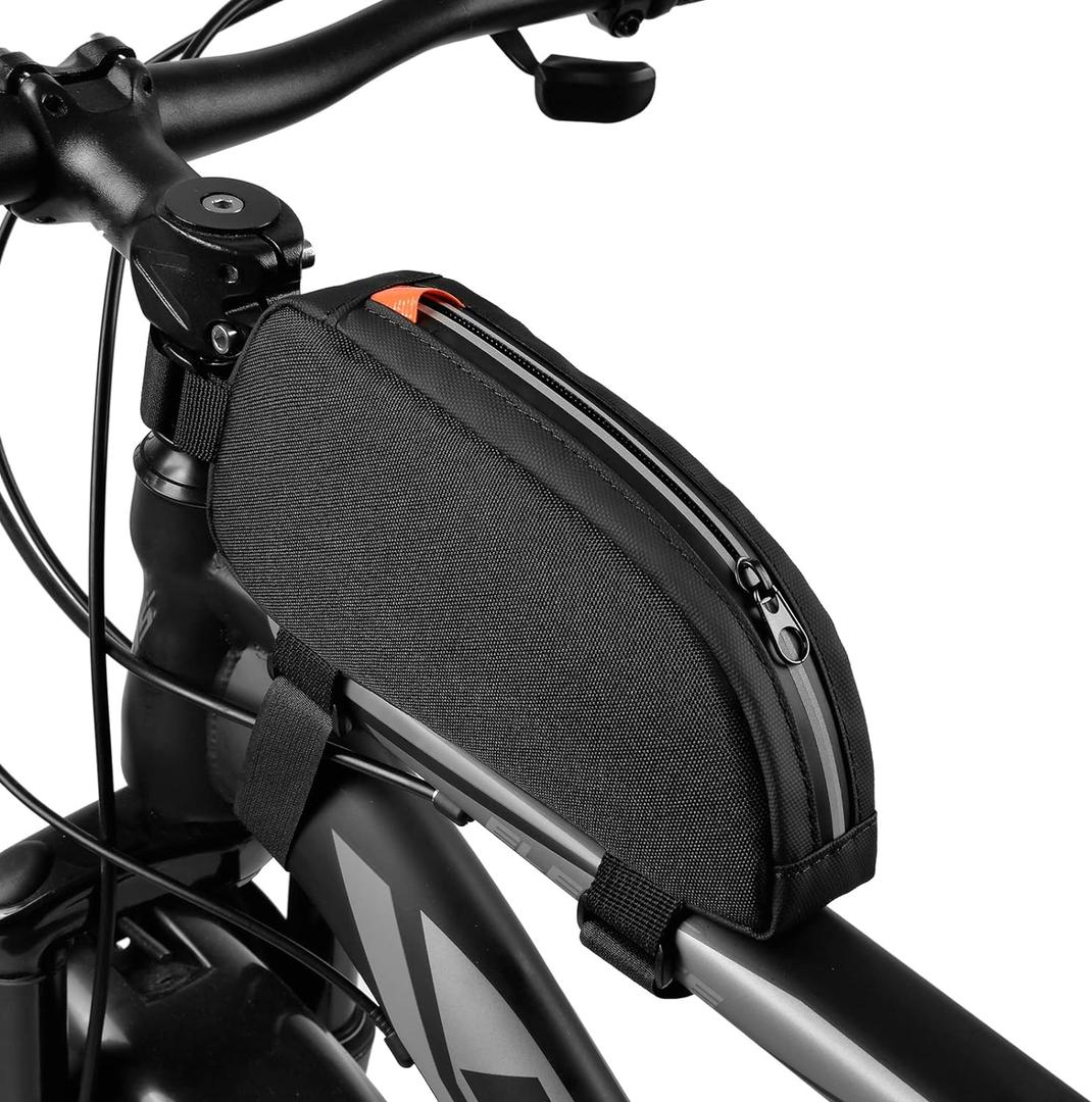 Bike Top Tube Bag Waterproof Bicycle Front Frame Bag Top Tube Bike Pouch for Road Mountain Bicycle Outdoor Cycling Travel Hiking (Black)