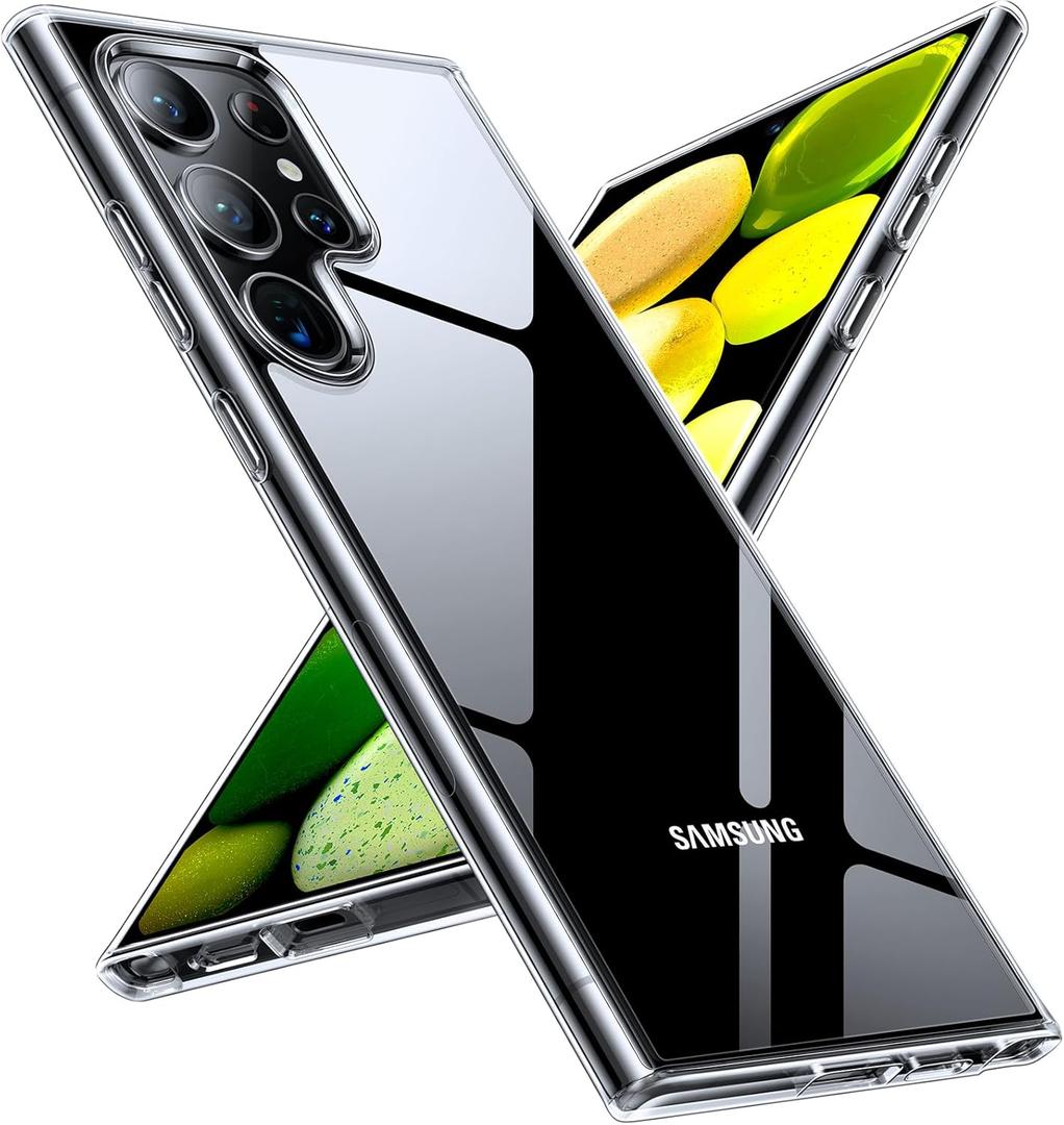 TORRAS Diamond Clear Designed for Samsung Galaxy S24 Ultra Case, 12FT Military Grade Drop Tested, Never Yellowing, Hard Back Soft Edge Slim Thin Shockproof Phone Case for Galaxy S24 Ultra 6.8", Clear