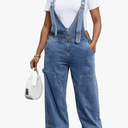 HuiSiFang Women's Sexy Denim Overalls Suspenders Sleeveless Wide Leg Low Waist Baggy Pants Jean Overalls Jumpsuit XXL