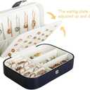 Hatori Travel Jewelry Box, PU Leather Small Jewelry Organizer for Women Girls, Portable Mini Travel Case Display Storage Holder Boxes for Stud Earrings, Rings, Necklaces, Bracelets (Blue)