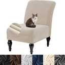 HFCNMY Armless Chair Cover,Stretch Velvet Armless Accent Chair Cover Slipcover Soft with Elastic Bottom Beige