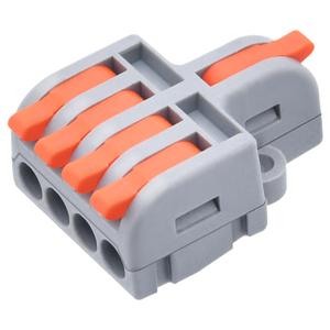 10Pcs Lever Wire Connectors, 1 in 4 Out DIY Mini Quick Terminal Block Compact Splice Electrical Connectors, 24-12 AWG