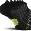 CS CELERSPORT Running Ankle Socks with Cushion, Low Cut Athletic Tab Socks for Men and Women 6 Pack, Black + Green, Large