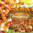Happy Thanksgiving Party Decorations Indoor - Backdrop Banner With Balloons Garland Arch Kit for Fall Autumn Party Supplies