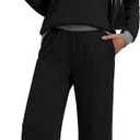WIHOLL Two Piece Lounge Sets for Women Fall Travel Airport Vacation Outfits (Black, S)