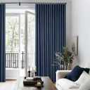 Navy Blue Pinch Pleated Full Blackout Curtains Linen Blend Room Darkening Window Curtains 80 Inch for Living Room Bedroom Thermal Insulated Back Tab Pinch Pleat Drapes with Hooks Rings 2 Panels