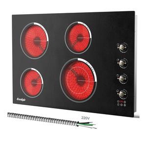 30 Inch Electric Cooktop - 4 Burner Built-in(29.13"x19.3") Ceramic Stove Top 6700W, 240V Electric Cooktop 30" Touch and Knob Control, Child Lock, Dual Ring, 99 Mins Timer, 220V Hard Wired