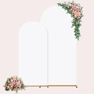 Set of 2 Wedding Arch Backdrop Cover,6FT & 7.2FT White Round Top Spandex Fitted Arch Cover for Baby Party Birthday Banquet Shower (White)