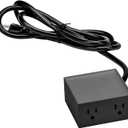 Bostitch Office Konnect Power Hub, Two Outlets Charging Station for Desktop, Shallow Tray Top, Black