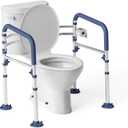 Loyoda Toilet Safety Rails for Seniors,Height-Adjustable Toilet Frame Width-Adjustable Toilet Handles Toilet Rail Provides Support for Seniors Pregnant Disabled