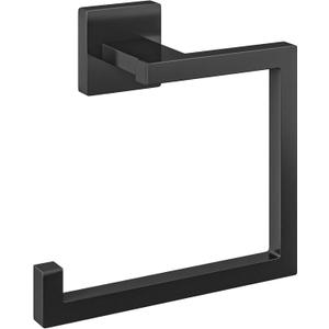 Matte Black Square Towel Ring, Multifunctional Toilet Paper and Hand Towel Holder for Bathroom Wall Mount, Stainless Steel Heavy Duty Towel Hanger for Shower, Kitchen, Toilet