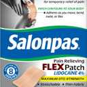 Salonpas Maximum OTC Strength Lidocaine 4% Pain Relieving Flex Patch, Apply for Up to 8 Hours, Unscented, Thin, Flexible, Lightweight, Patch Stays in Place, 7 Patches