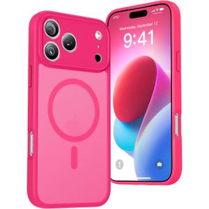 Magnetic for iPhone 17 Pro Max Case, Full Camera Protection, Compatible with MagSafe,Military-Grade Shockproof, Anti-Slip, Matte Slim Cover for i Phone 17 Pro Max Prone Case 6.9",Hotpink