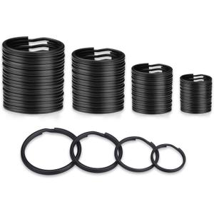 40 Pack Black Key Ring Keychain Assorted in 4 Sizes Metal Round Split Key Chains Rings for Home Car Dog Tag Office Lanyards Keys Attachment