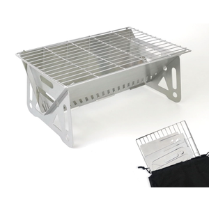 Mini Portable Charcoal Grill, Stainless Steel Small Folding BBQ One Person Tabletop Grill for Garden Bars Outdoor Camping