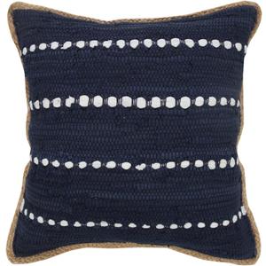 HomeRoots 20" Blue and Beige Throw Pillow