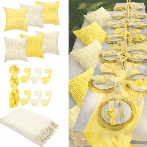 91 x 71 Extra Large Outdoor Boho Picnic Blanket with Sage Green Table Runner, 6 Throw Pillow Covers 6 Napkins Woven Cotton Yarn Oversize Beach Blanket Washable Picnic Camp Wedding