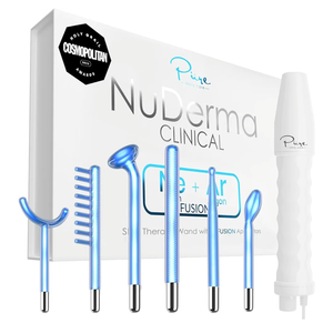 NuDerma Clinical Skin Therapy Wand - Portable Skin Therapy Machine w 6 Fusion Neon + Argon Wands – Anti Aging - Clarifying - Skin Tightening & Radiance - Wrinkle Reducing