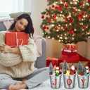 3 Pcs Christmas Joy Table Decorations Vintage Tin Buckets Small Xmas Tree Indoor Mini Artificial Trees Plants with Santa Snowman Desk Decor for Tabletop Centerpiece Office, 7.08 x 3.93 Inch