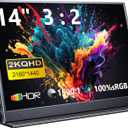 Portable Monitor 14 inch 2160 * 1440P IPS Laptop Monitor, Dual USB C HDMI Second Computer Screen, Gaming Display with 2 Speakers, Travel Monitor for Laptop PS4/5 PC Phone Xbox Switch