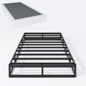 SHLAND Box Spring Twin 7 Inch Metal Box Spring Twin Size Basics Bed Base, Mattress Foundation,Black Heavy Duty Structure with Cover, Noise Free,Easy Assembly